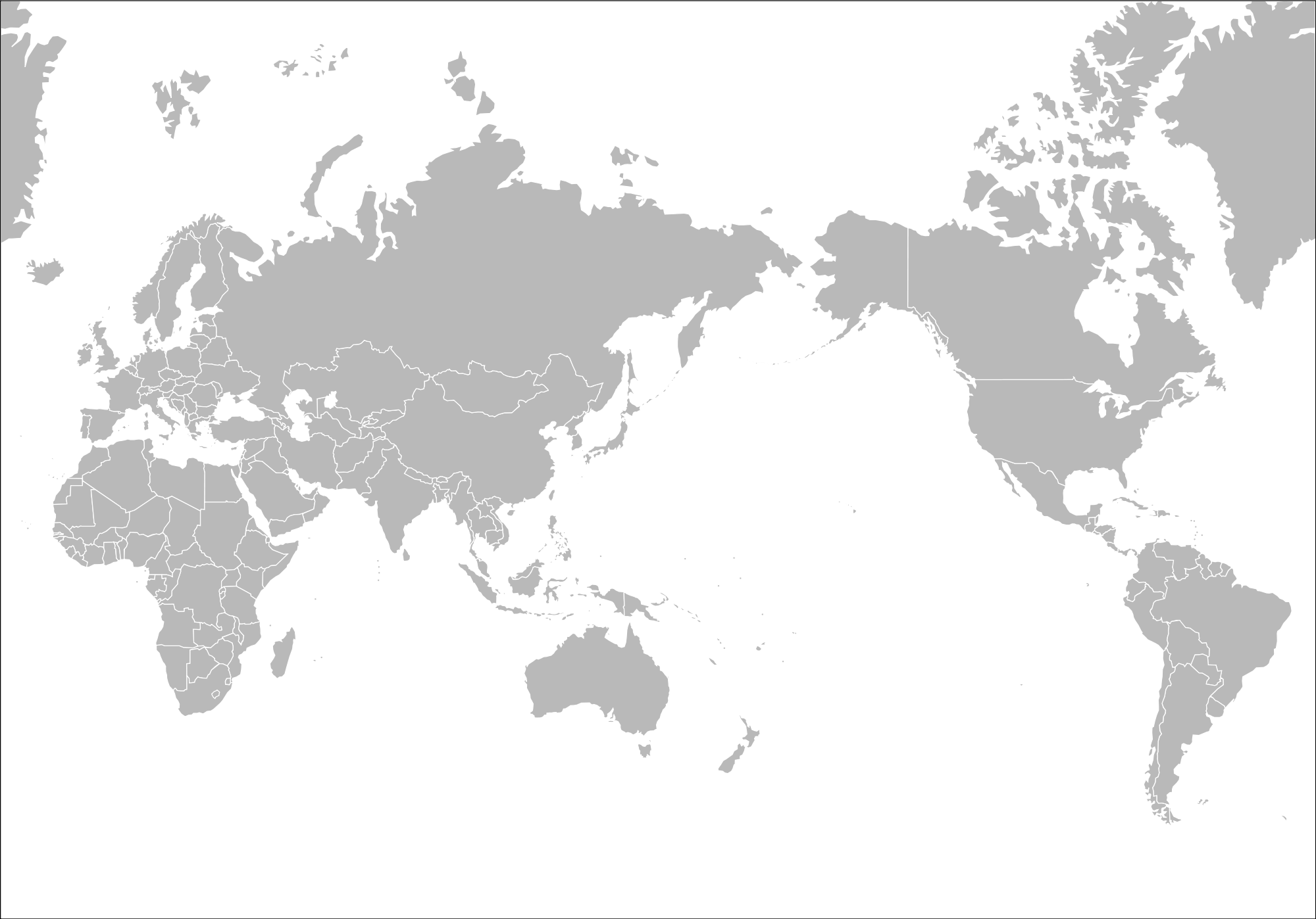 Pacific-centric world map